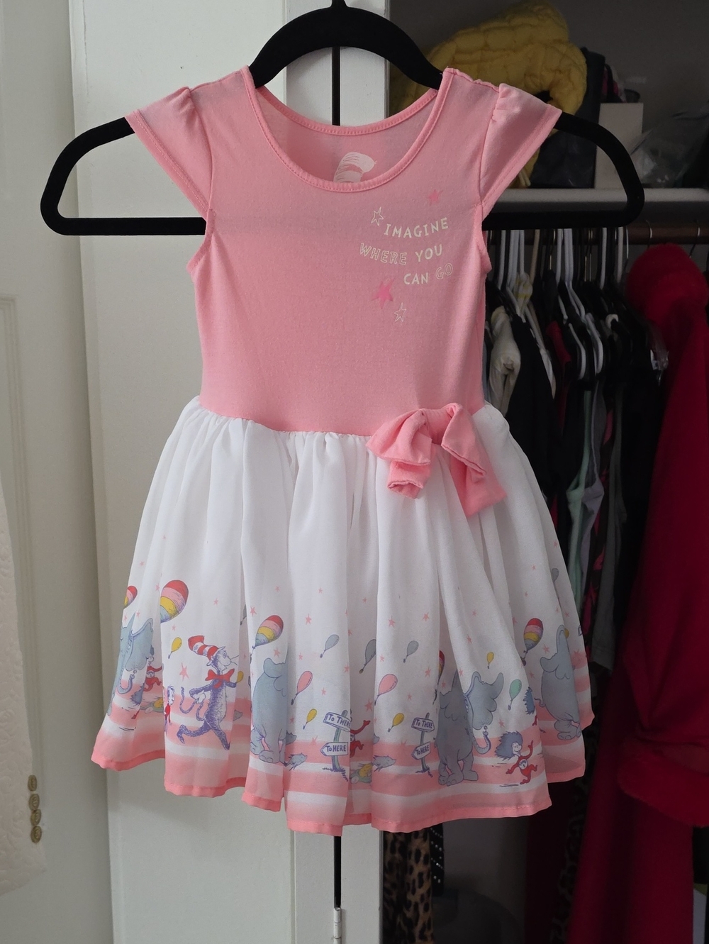 Dr. Seuss Pink and White Bow Party Dress